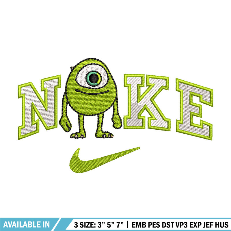 Nike x mike embroidery design, Disney monster embroidery, Nike design,Embroidery file,Embroidery shirt,Digital download.jpg