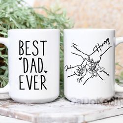 best dad ever mug, personalized mug for dad, father's day gift, grandpa gifts, custom dad mug with kids name, fathers da