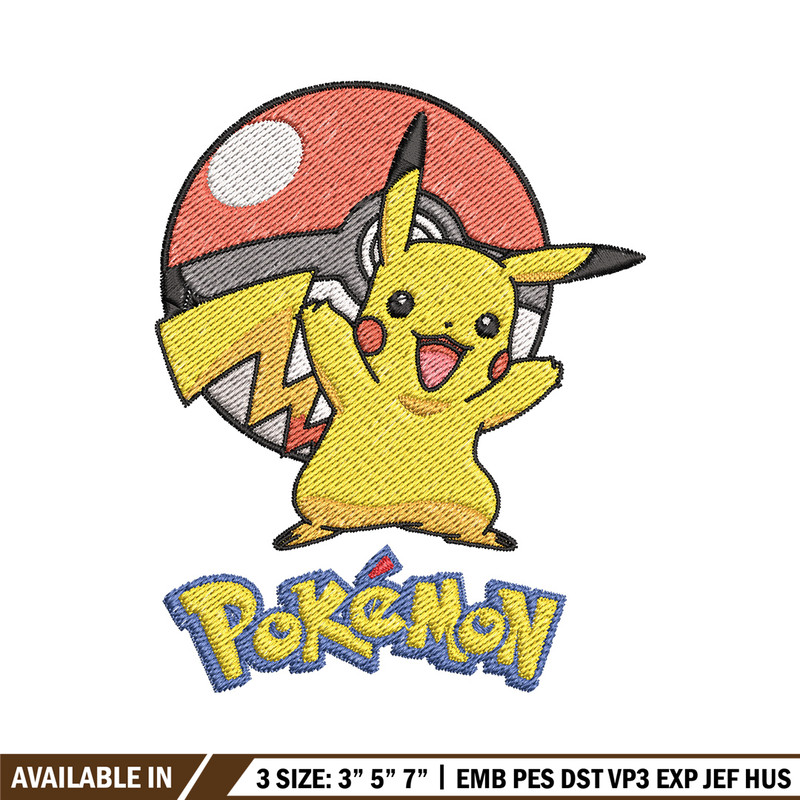 Pikachu embroidery design, Pokemon embroidery, Anime design, Embroidery shirt, Embroidery file, Digital download (2).jpg