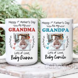 custom photo baby coffee mug, new grandma mug, first father's day mug, new grandpa mug first mothers day mug, personaliz