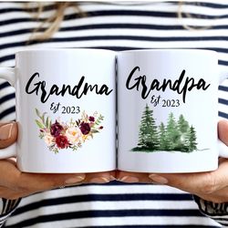 custom promoted to grandma gift, est grandparents first time mug, pregnancy announcement, new grandpa and grandma gift,