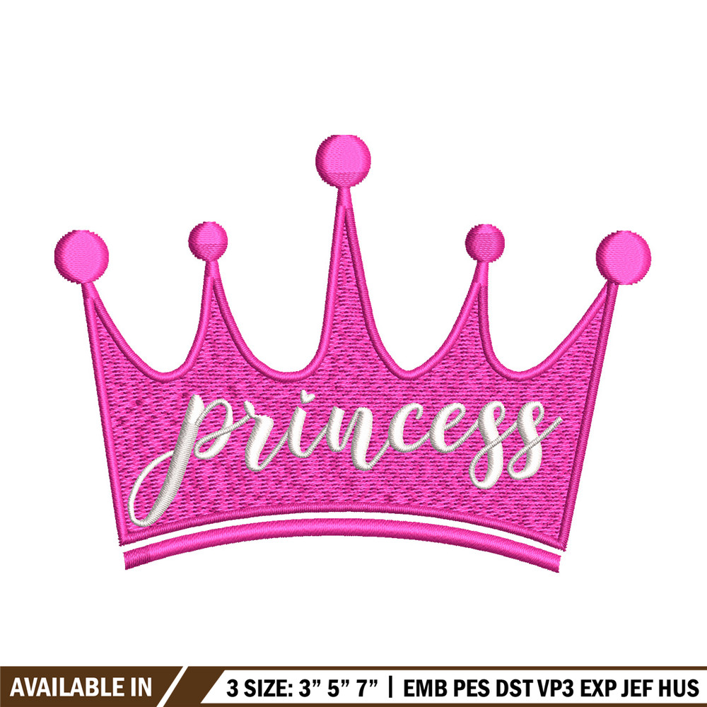 Princess crown embroidery design, Princess embroidery, Emb design, Embroidery shirt, Embroidery file, Digital download.jpg