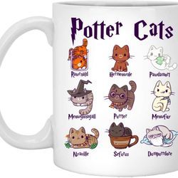 harry pawter mug, potter cat mug, gift for her, harry pawter kitten potter cats, cat lover gift, gift for him, halloween