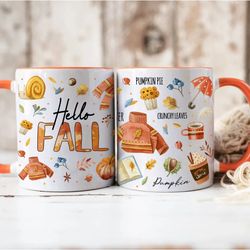 hello fall coffee mug, fall mug, pumpkin spice mug, autumn mug, pumpkin spice, cute fall mug, fall decor, autumn decor,