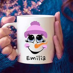 kids hot chocolate mug personalized kids hot cocoa mug christmas mug for kids hot chocolate mugs for kids snowman face m