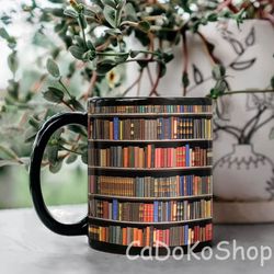 library bookshelf mug mugs book lovers coffee mug librarian mug book coffee mug book club cup bookish items bookworm mug