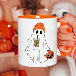 little ghost ice coffee cup, ghost mug, halloween mug, cute ghost mug, little ghost ice coffee mug, spooky season, fall