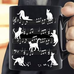 mugs cat music sheet musical notes, cat mug, pet mug, naughty cat on music sheet coffee mug, funny gift for her, birthda