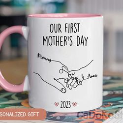 our first mothers day, custom mom child mug, personalized name mug for mom, personalized mom mug, mom gift, mothers day