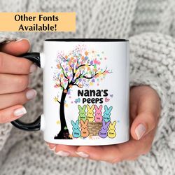 personalized easter nana peeps mug, jesus easter day gift, easter day house decoration, mom peeps, grandma peeps, gigi p