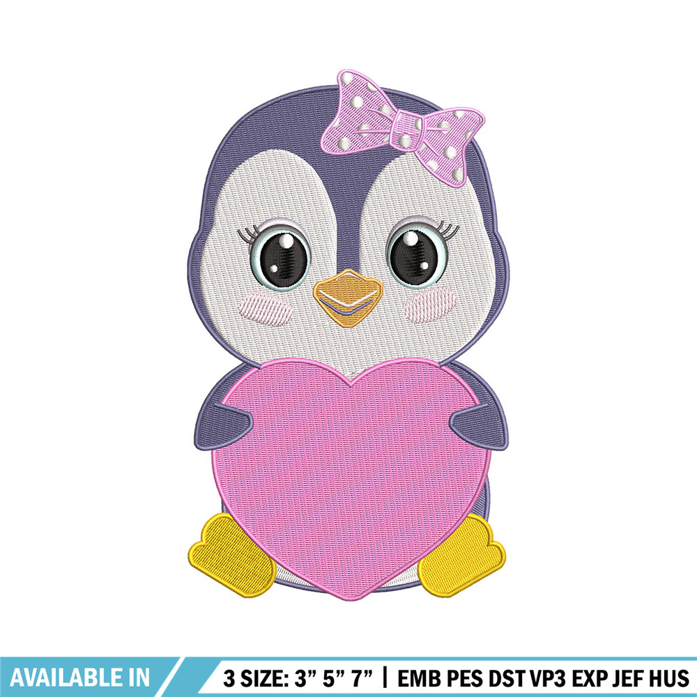 Penguin love embroidery design, Penguin embroidery, Embroidery file, Embroidery shirt, Emb design, Digital download.jpg