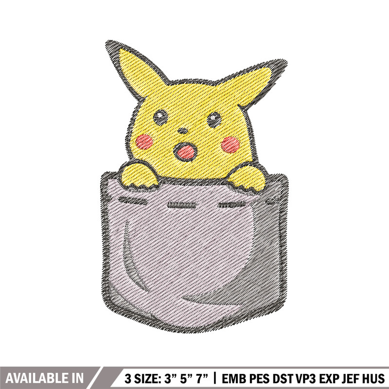 Pikachu bag embroidery design, Pokemon embroidery, Anime design, Embroidery file, Digital download, Embroidery shirt.jpg