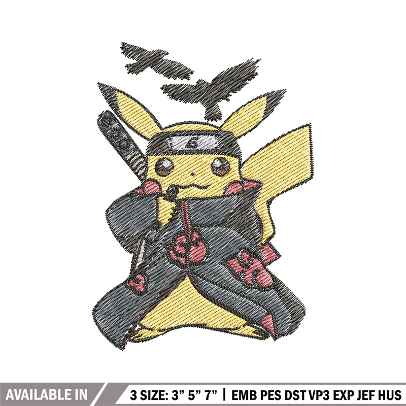 Pikachu itachi embroidery design, Pokemon embroidery, Anime design, Embroidery file, Digital download, Embroidery shirt.jpg