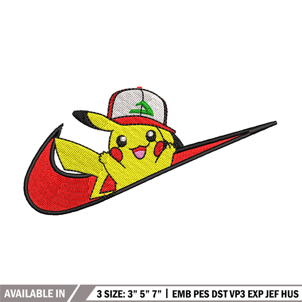 Pikachu Nike embroidery design, Pokemon embroidery, embroidery file, anime design, anime shirt, Digital download.jpg