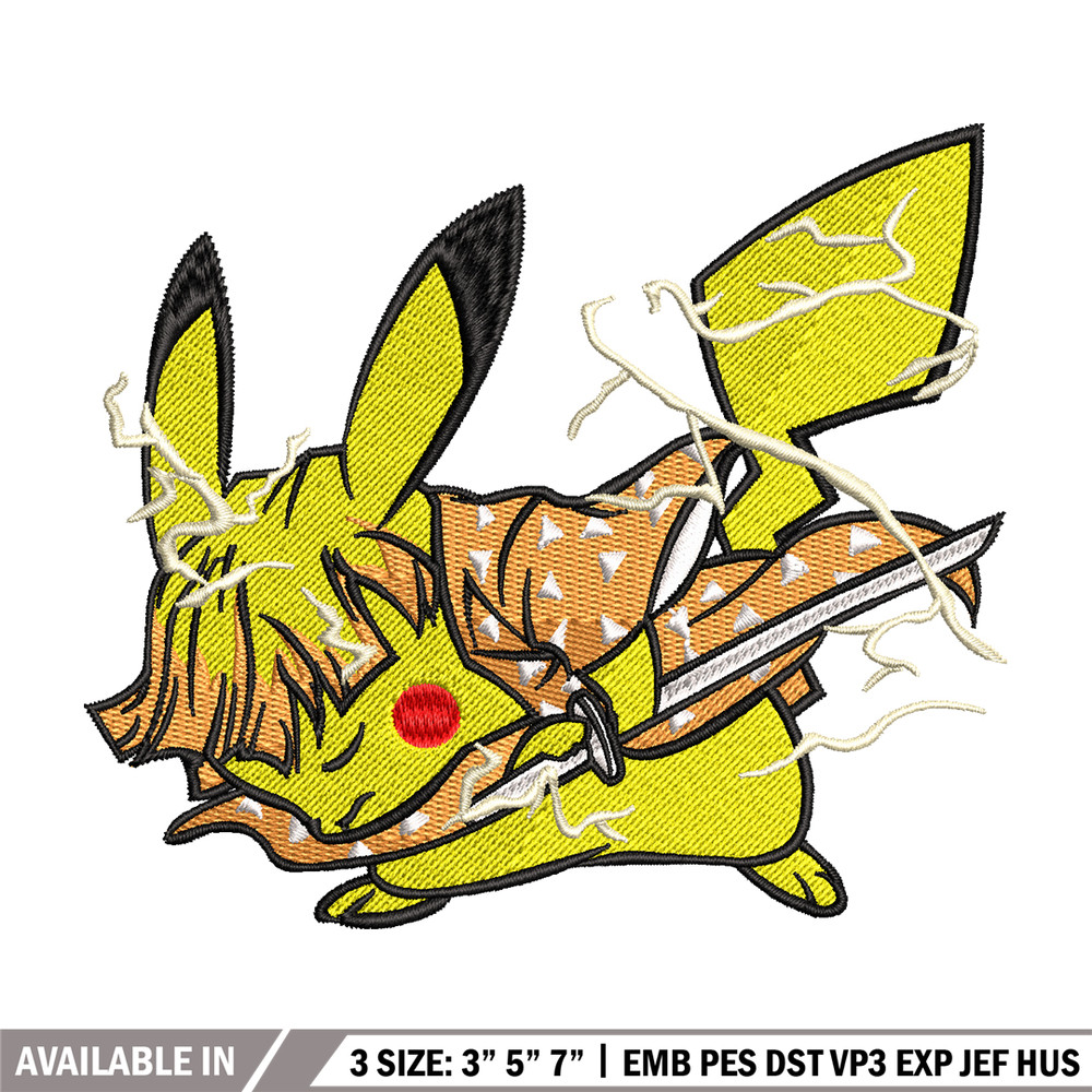 Pikachu Zenitsu embroidery design, Pokemon embroidery, embroidery file, anime design, anime shirt, Digital download.jpg