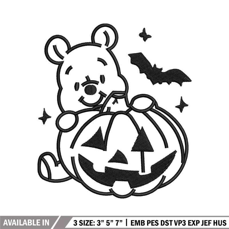 Pooh pumpkin embroidery design, Halloween embroidery, Embroidery file, Embroidery shirt, Emb design, Digital download.jpg