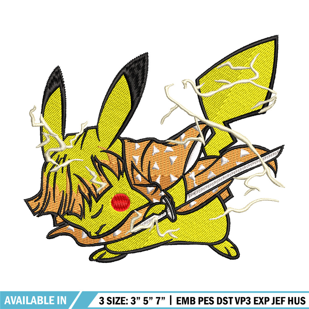 Pikachu Zenitsu embroidery design, Pokemon embroidery, embroidery file, anime design, anime shirt, Digital download.jpg