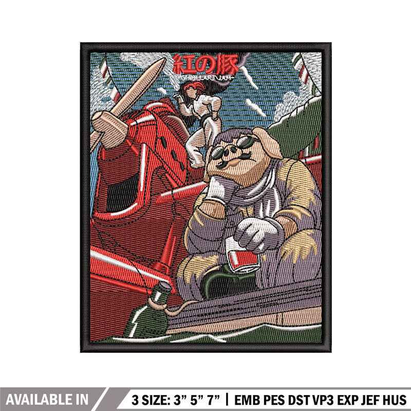 Porco Rosso embroidery design, Ghibli embroidery, Anime design, Embroidery shirt, Embroidery file, Digital download.jpg