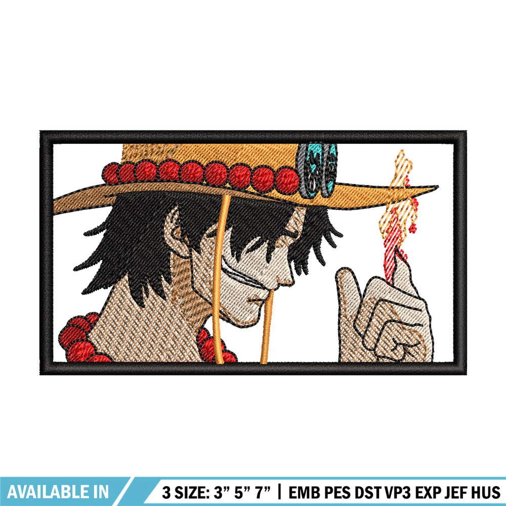 Portgas d ace embroidery design, One piece embroidery, Embroidery shirt, Embroidery file, Anime design, Digital download.jpg