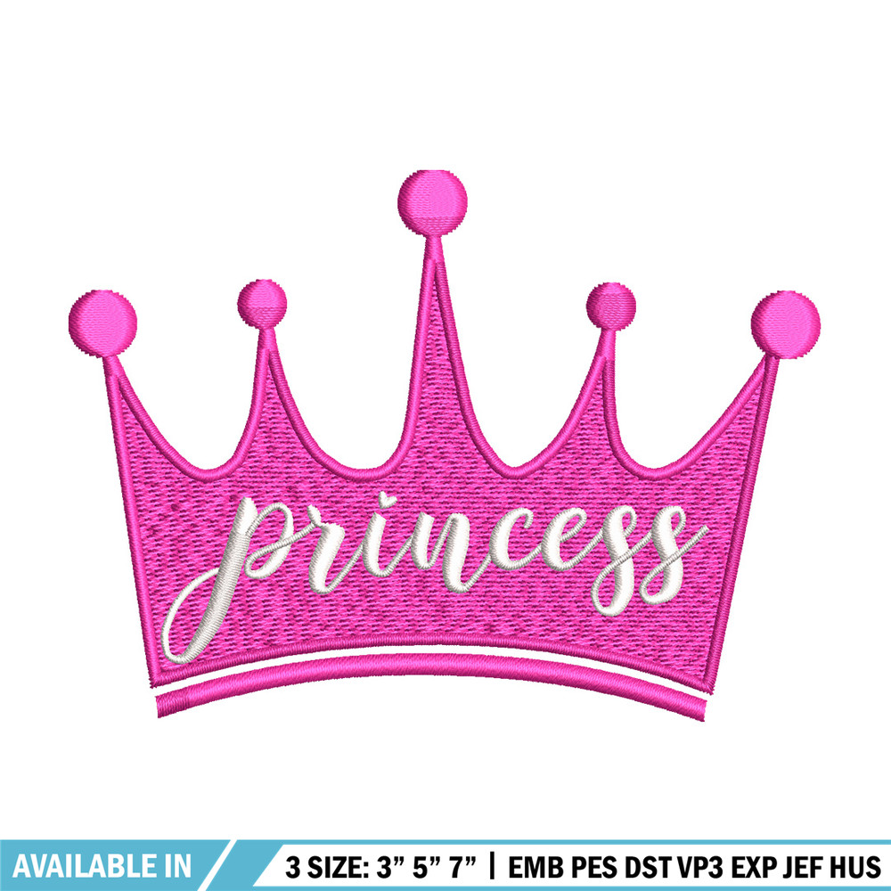 Princess crown embroidery design, Princess embroidery, Emb design, Embroidery shirt, Embroidery file, Digital download.jpg