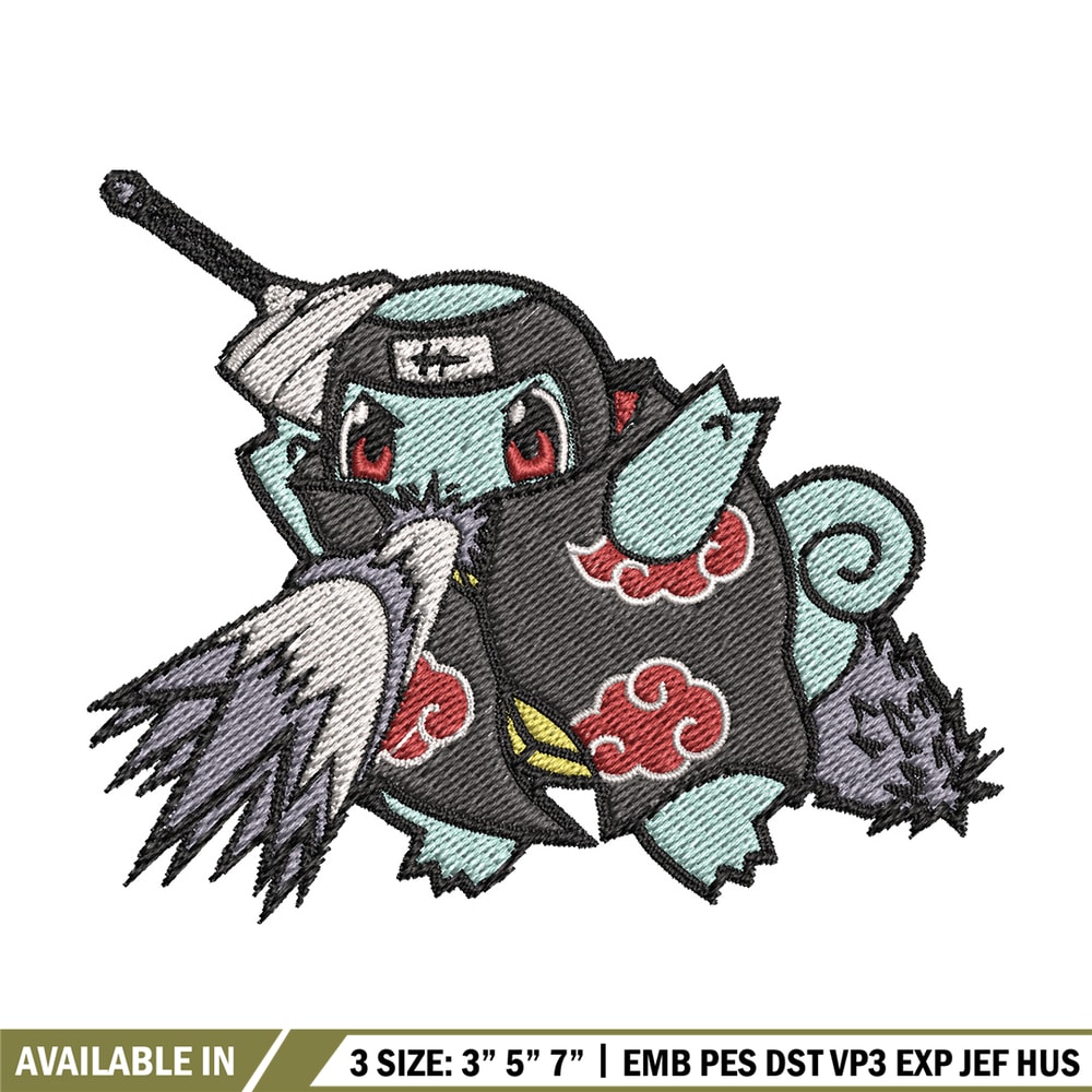 Squirtle kisame embroidery design, Pokemon embroidery, Anime design, Embroidery file, Digital download, Embroidery shirt.jpg