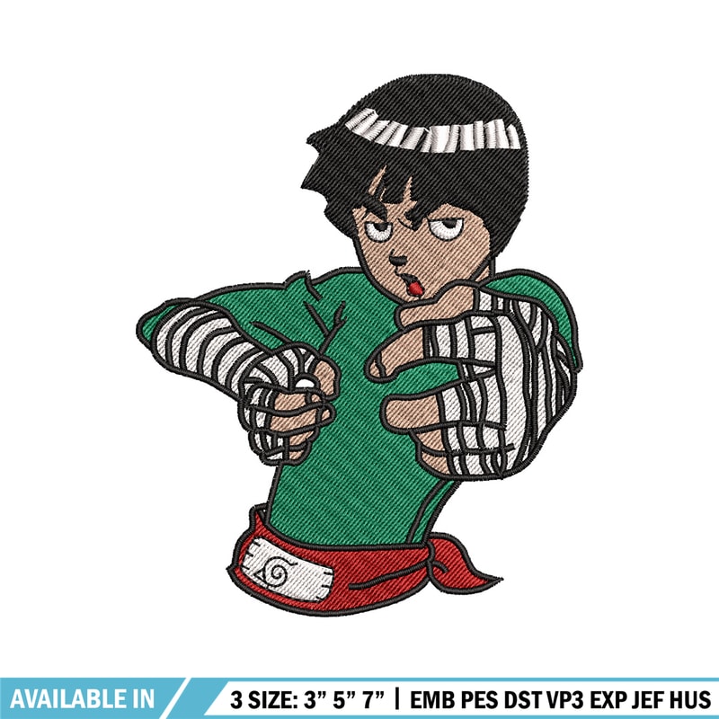 Rock lee embroidery design, Naruto embroidery, Anime design, Embroidery file, Digital download, Embroidery shirt.jpg