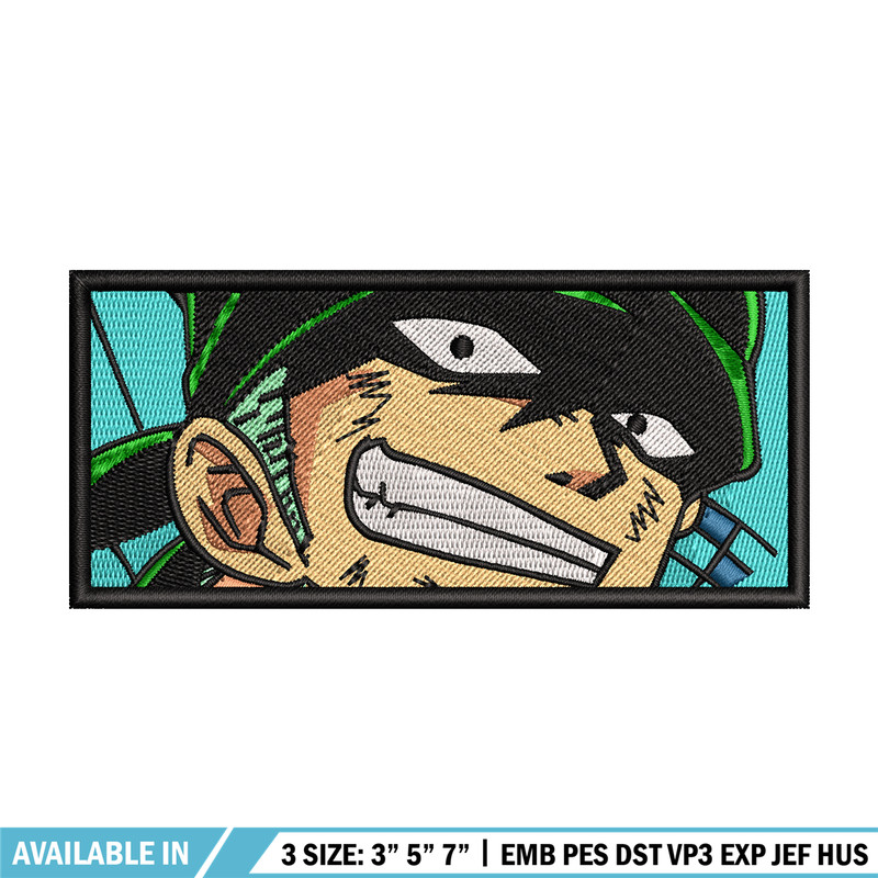 Roronoa Zoro smile embroidery design, One Piece embroidery, embroidery file, anime design, anime shirt, Digital download.jpg