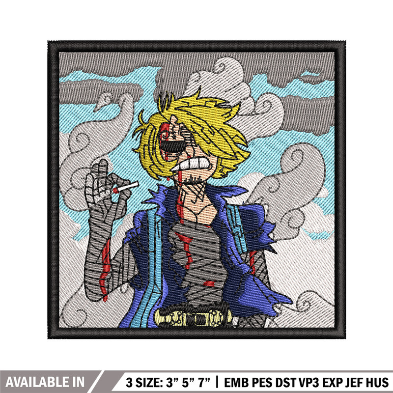 Sanji smoke embroidery design, One piece embroidery, Anime design, Embroidery file, Embroidery shirt, Digital download.jpg