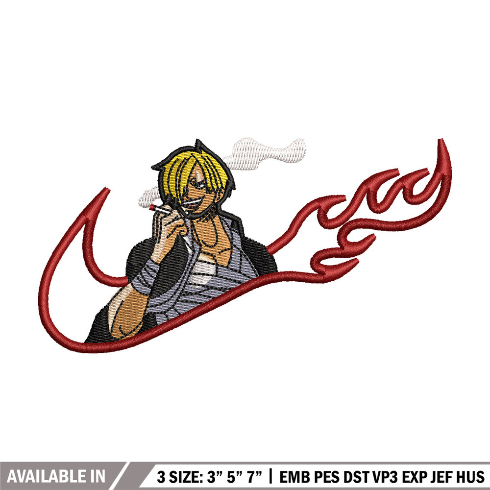 Sanji swoosh embroidery design, One piece embroidery, Nike design, Embroidery shirt, Embroidery file, Digital download.jpg