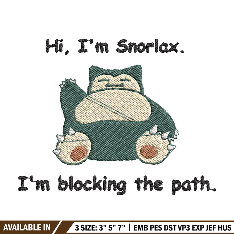 Snorlax embroidery design, Pokemon embroidery, Anime design, Embroidery file, Digital download, Embroidery shirt.jpg