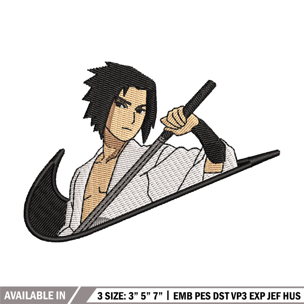 Sasuke saga nike embroidery design, Naruto embroidery, Anime design, Embroidery shirt, Embroidery file, Digital download.jpg