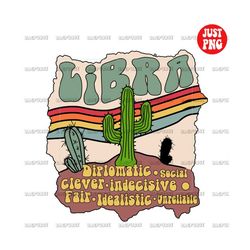 libra zodiac, libra zodiac png file sublimation, libra retro design cactus, clipart, libra characteristics, instant digi