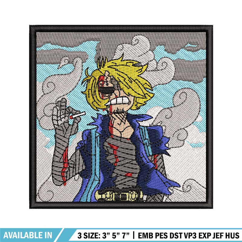 Sanji smoke embroidery design, One piece embroidery, Anime design, Embroidery file, Embroidery shirt, Digital download.jpg