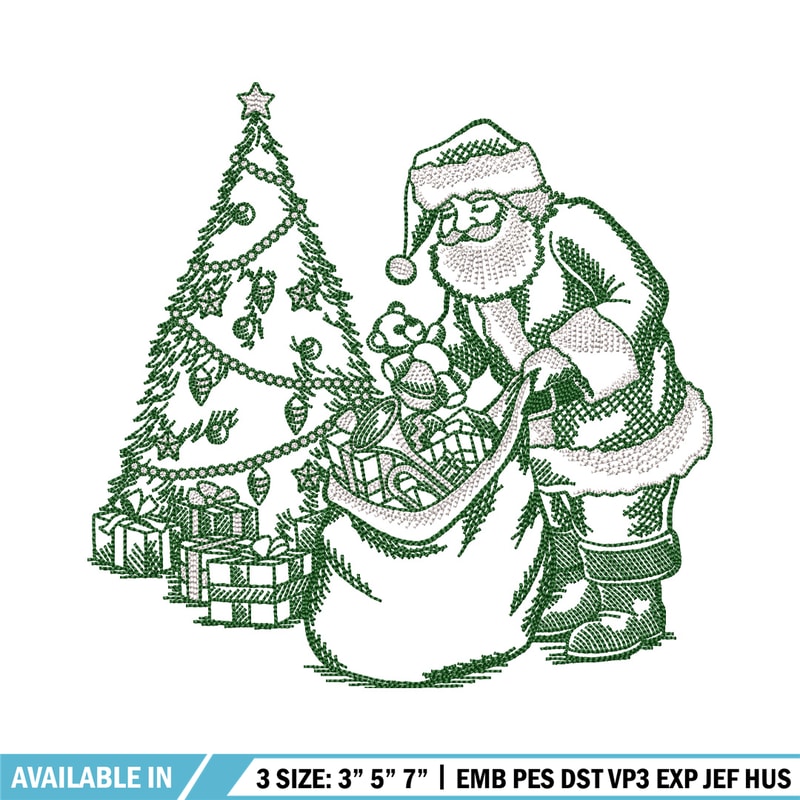 Santa gift embroidery design, Chrismas embroidery, Anime design, Embroidery file, Embroidery shirt, Digital download.jpg