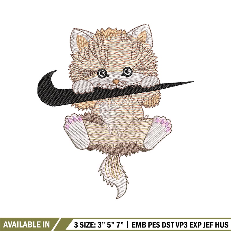 Swoosh cat embroidery design, Cat embroidery, Nike design, Embroidery file, Embroidery shirt, Digital download.jpg