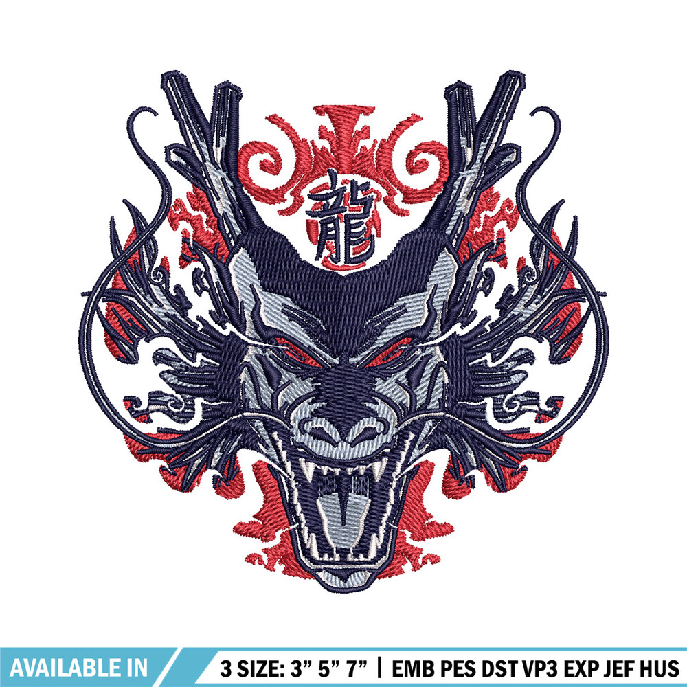 Shenron black embroidery design, Dragonball embroidery, Anime design, Embroidery shirt, Embroidery file, Digital download.jpg