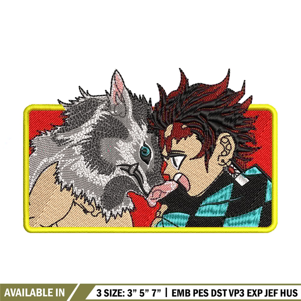 Tanjiro and Inosuke embroidery design, Kimetsu no Yaiba embroidery, anime design, anime shirt, Digital download.jpg