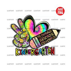 kindergarten png | peace love kindergarten sublimation | pencil tie dye leopard design digital download | girl boy back