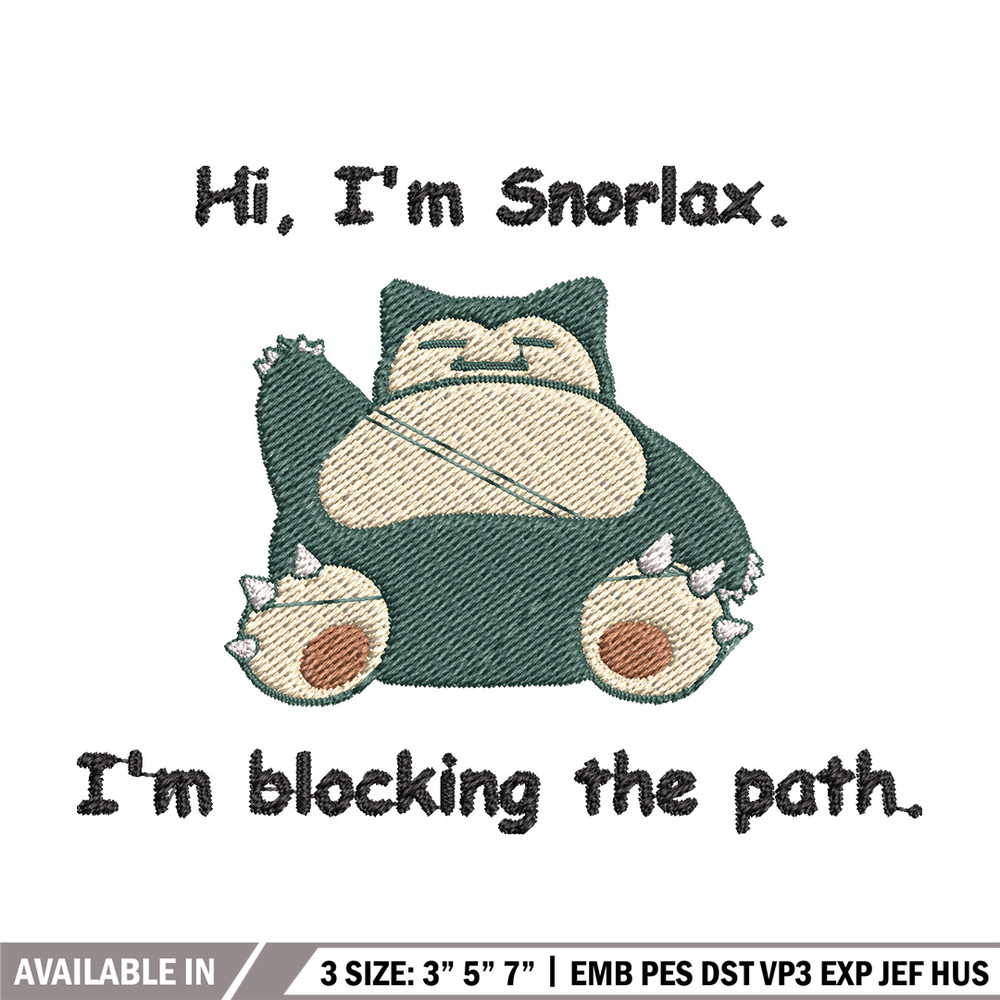 Snorlax embroidery design, Pokemon embroidery, Anime design, Embroidery file, Digital download, Embroidery shirt.jpg