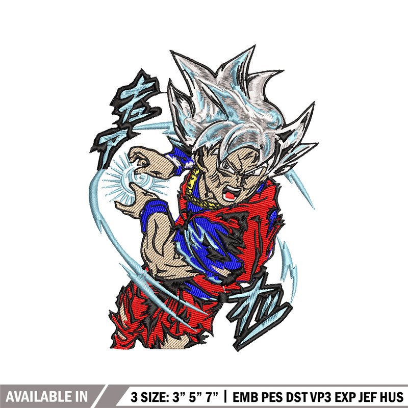 Songoku hair white embroidery design, Dragon ball embroidery, anime design, anime shirt, Digital download.jpg