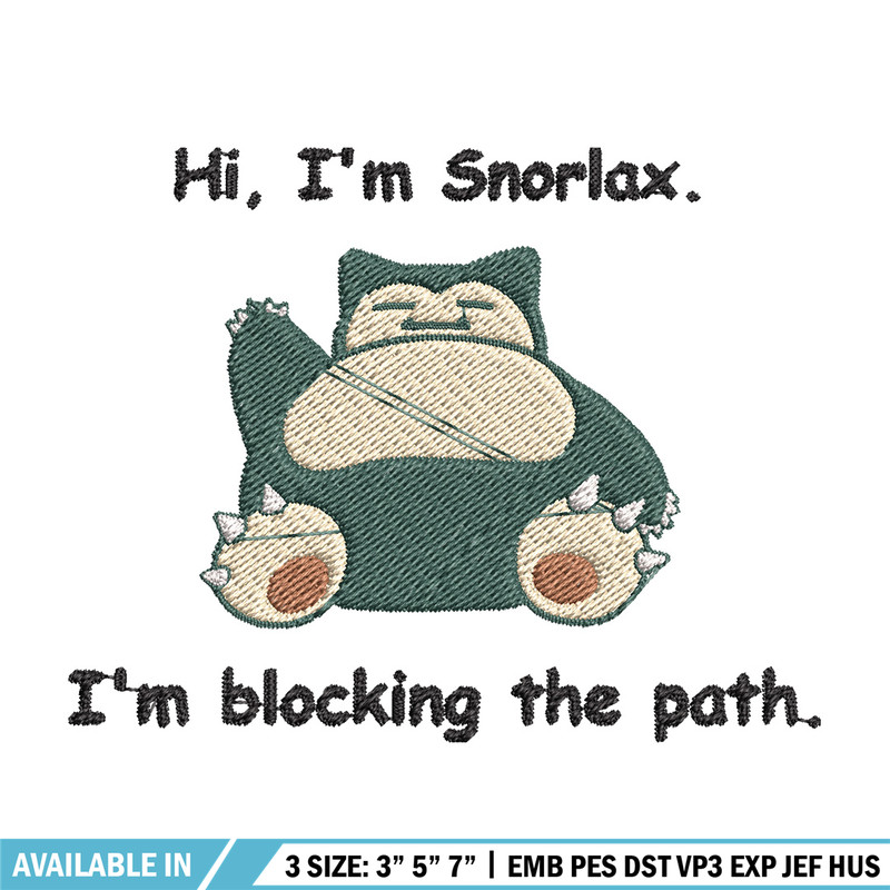 Snorlax embroidery design, Pokemon embroidery, Anime design, Embroidery file, Digital download, Embroidery shirt.jpg