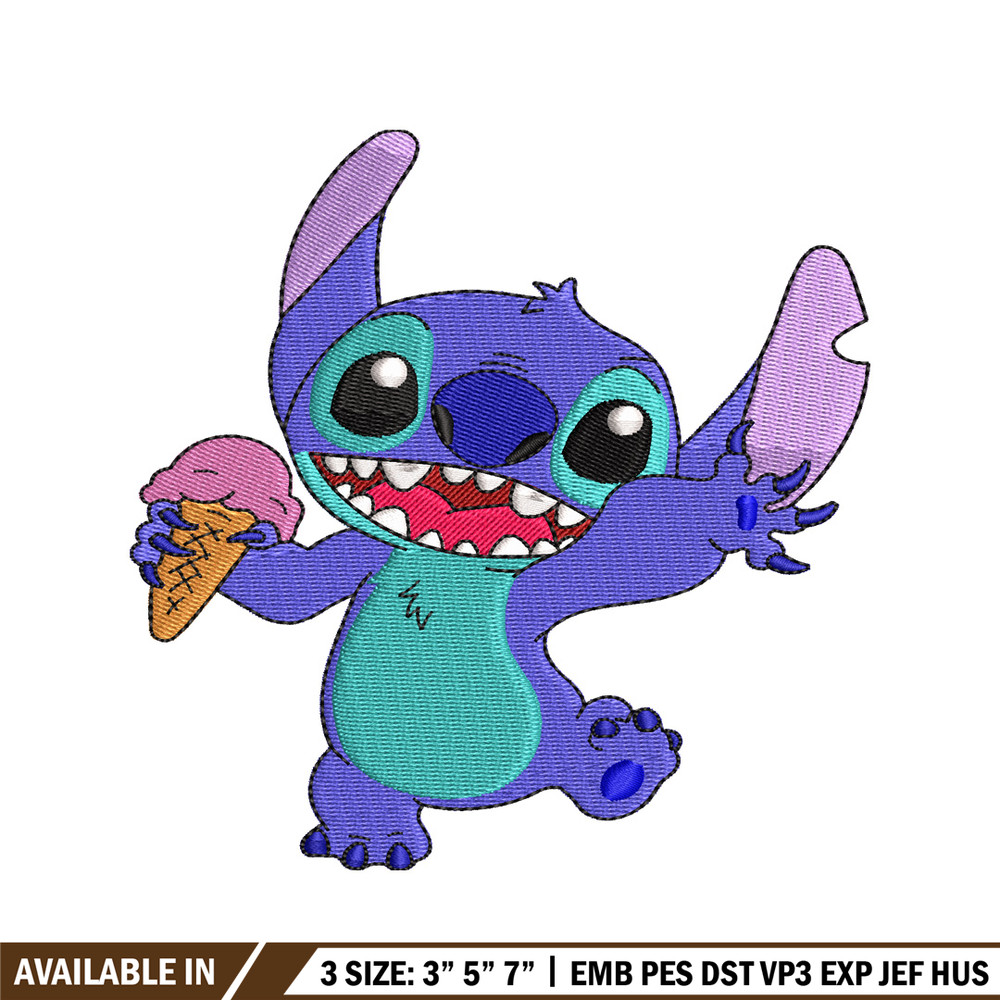 Stitch with Ice Cream  embroidery design, cartoon embroidery, logo design, embroidery file, logo shirt, Digital download.jpg