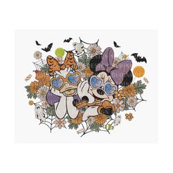 halloween mouse and friends png, halloween flower png, mouse floral png, spooky season png, trick or treat png, spooky h