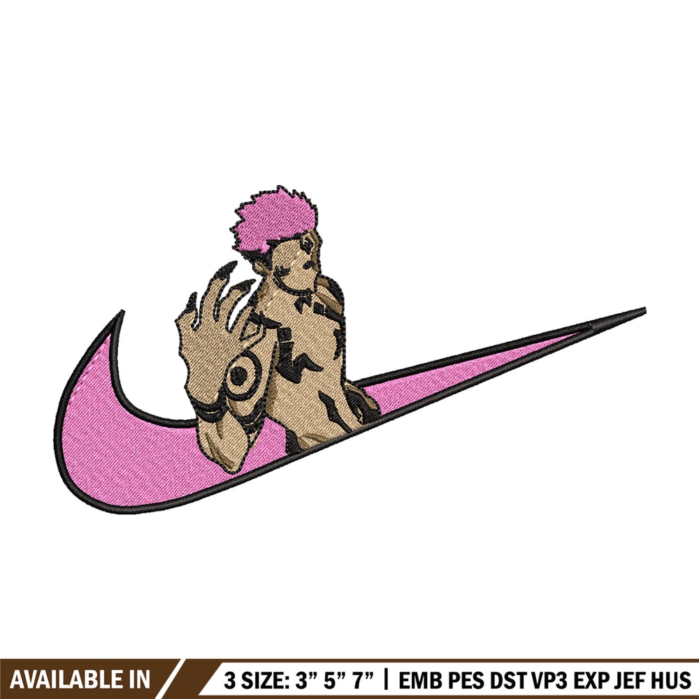 Sukuna Nike embroidery design, Jujutsu kaisen embroidery, Nike design, anime design, anime shirt, Digital download.jpg