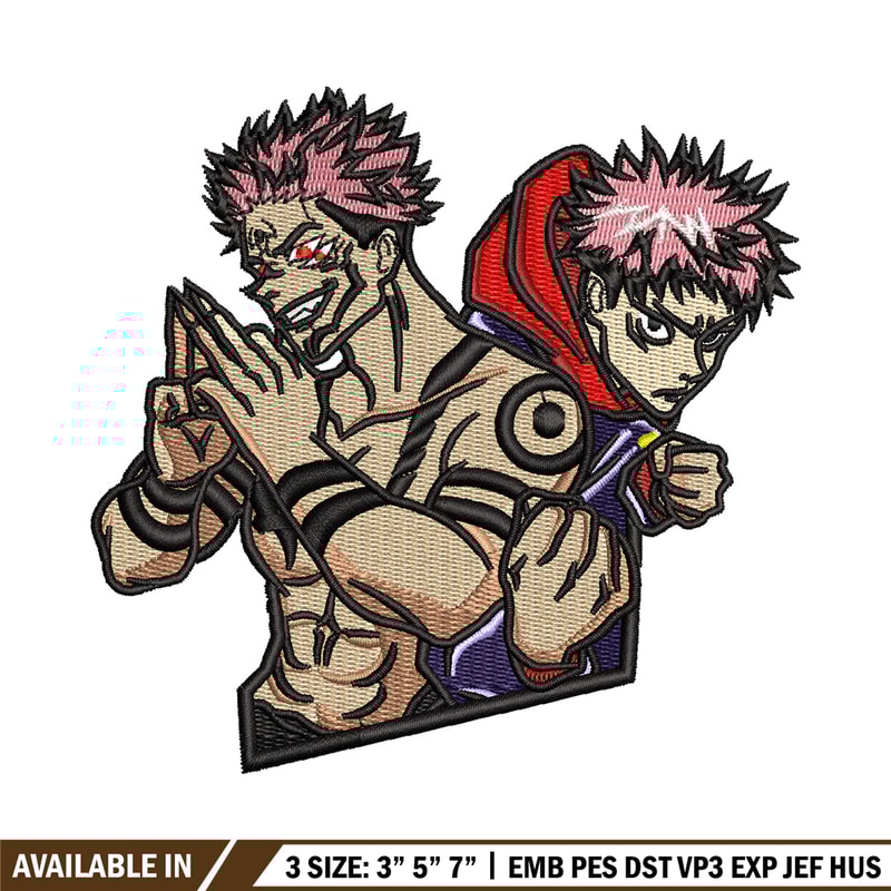 Sukuna x yuji embroidery design, Jujutsu embroidery, Anime design, Embroidery shirt, Embroidery file, Digital download.jpg