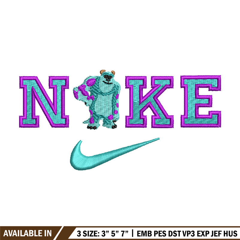 Sullivan nike embroidery design, Disney embroidery, Nike design, Embroidery shirt, Embroidery file, Digital download.jpg