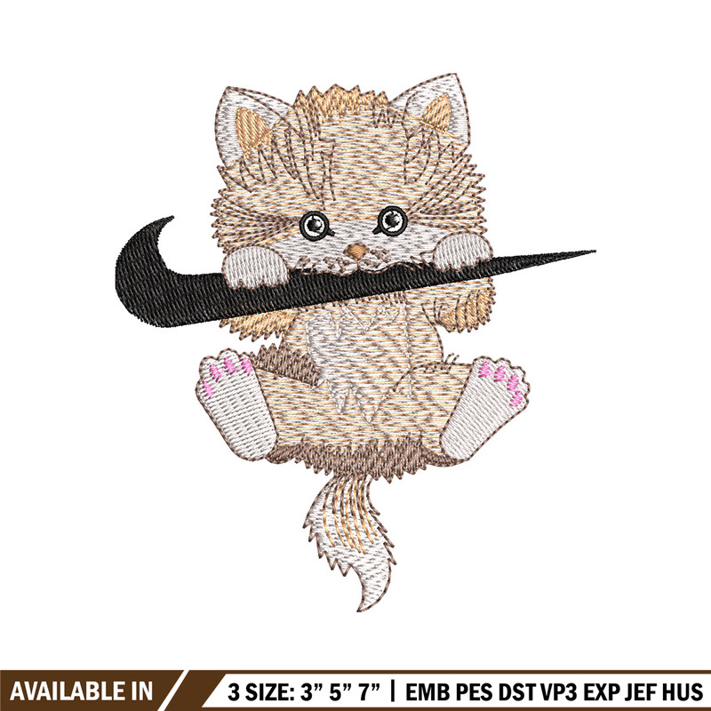 Swoosh cat embroidery design, Cat embroidery, Nike design, Embroidery file, Embroidery shirt, Digital download.jpg
