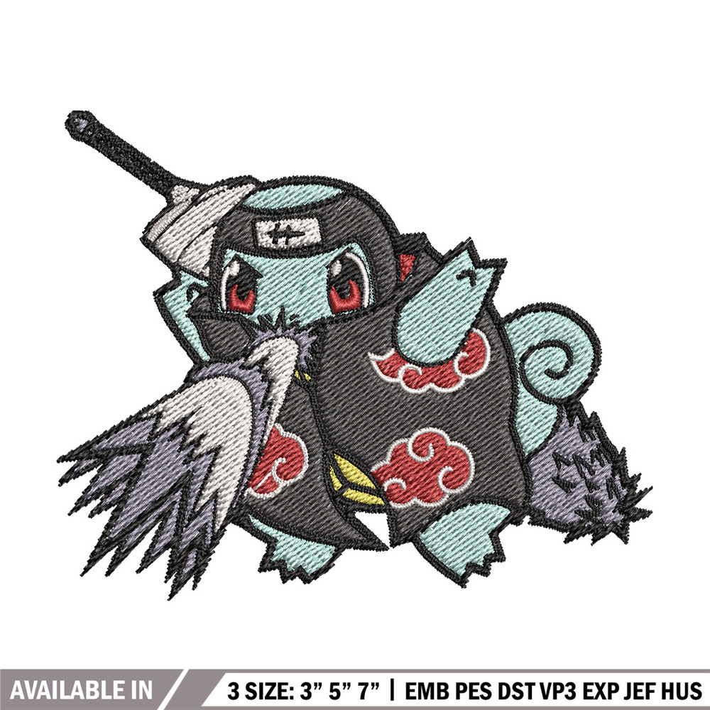 Squirtle kisame embroidery design, Pokemon embroidery, Anime design, Embroidery file, Digital download, Embroidery shirt.jpg