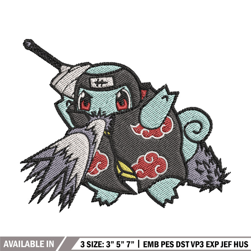 Squirtle kisame embroidery design, Pokemon embroidery, Anime design, Embroidery file, Digital download, Embroidery shirt.jpg