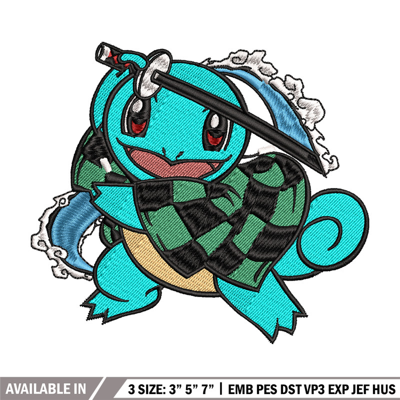 Squirtle Tanjiro embroidery design, Pokemon embroidery, embroidery file, anime design, anime shirt, Digital download.jpg